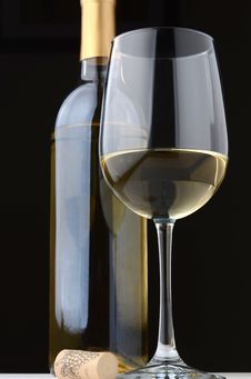 A Glass Of White Wine And Wine Bottle Royalty Free Stock Photos A Glass Of White Wine And Wine Bottle Royalty Free Stock Photos