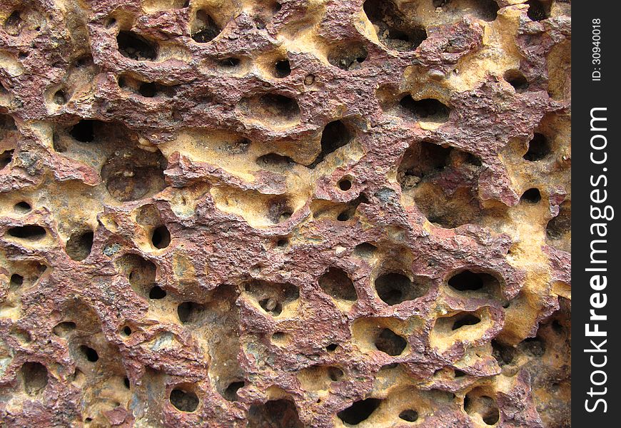 A section of a weathered iron wall in Malacca. A section of a weathered iron wall in Malacca