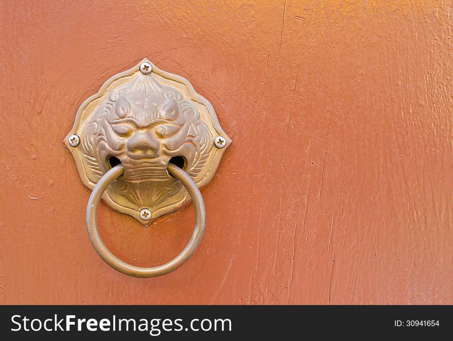 Chinese doorknob on door background. Chinese doorknob on door background