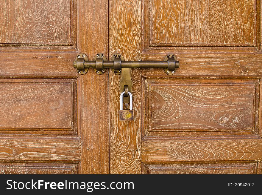 Wood door with bronz door knob