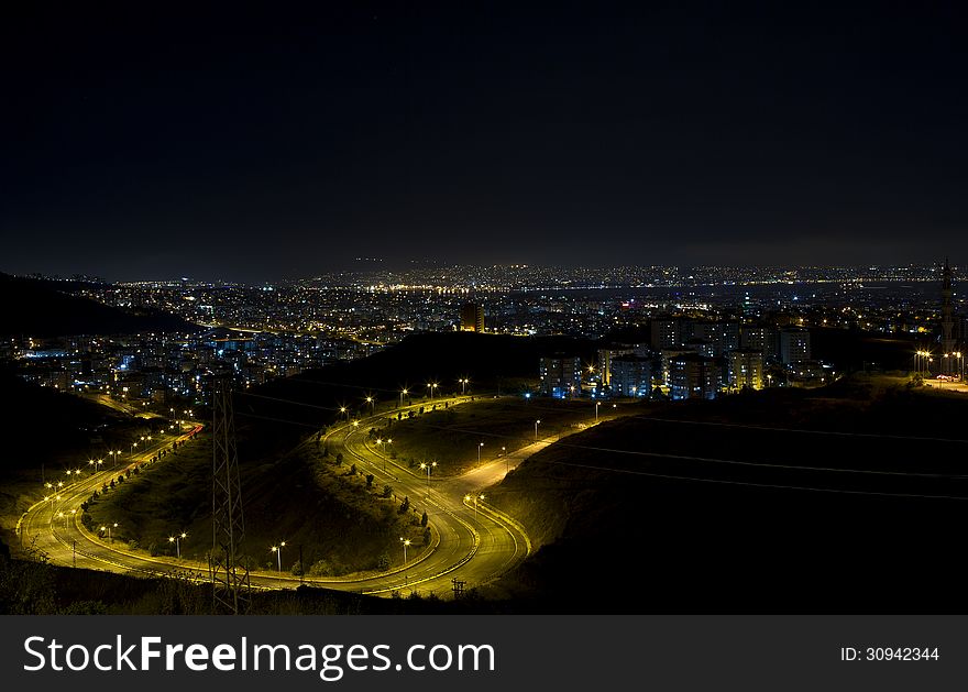 A nightscene from the city of Izmir, Turkey. A nightscene from the city of Izmir, Turkey