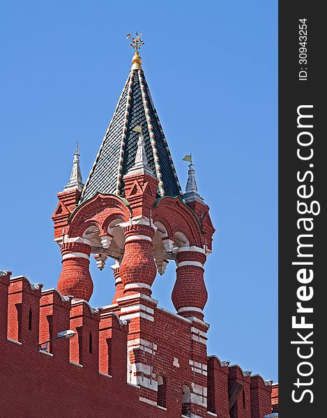 Moscow Kremlin wall. Tsarskaya Tower