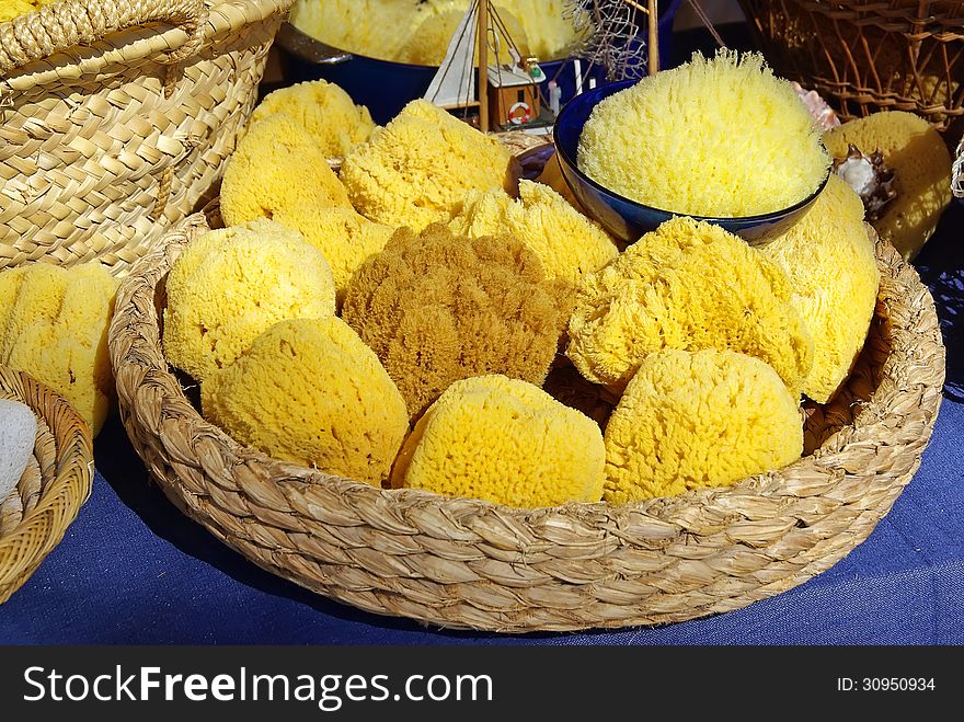 Natural and biological yellow sponges. Natural and biological yellow sponges