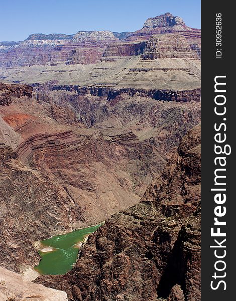 Photo of the grand canyon and the Colorado River. Photo of the grand canyon and the Colorado River