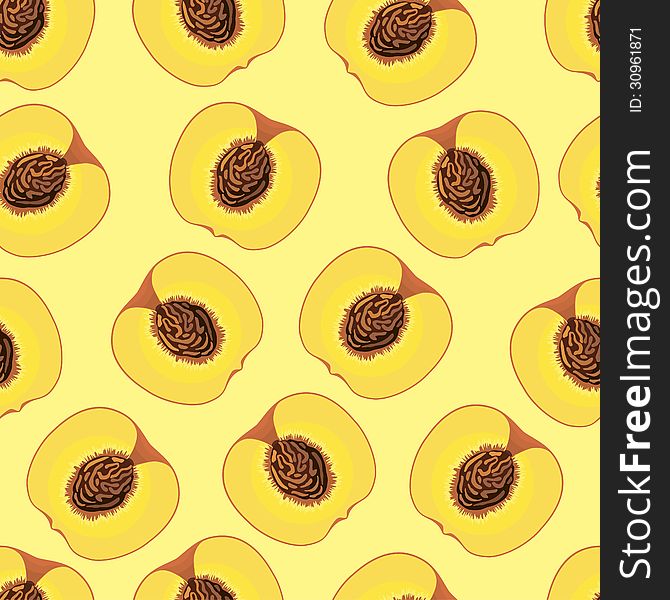 Fruity seamless pattern with peach slices. Fruity seamless pattern with peach slices