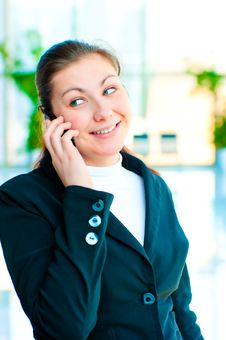 Young Happy Business Woman Talking On The Phone Stock Image Young Happy Business Woman Talking On The Phone Stock Image