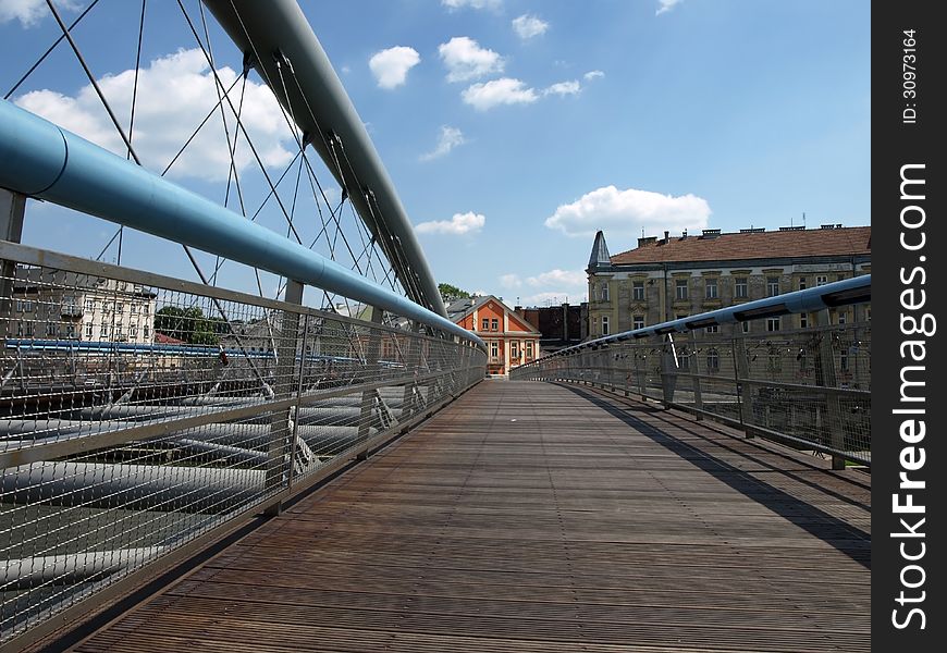 The footbridge for bike in Krakow.