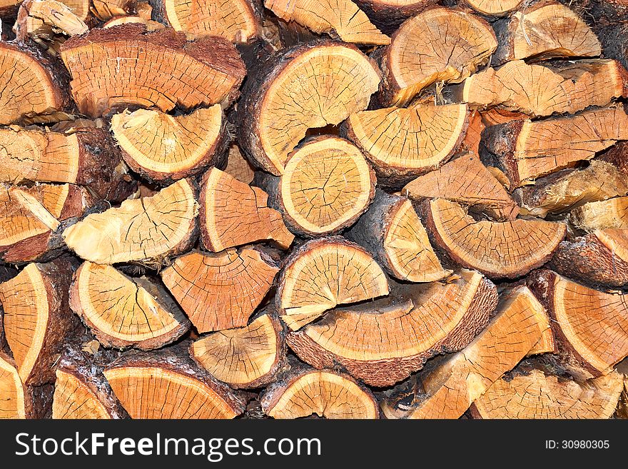 Stack of wood pine semicircle