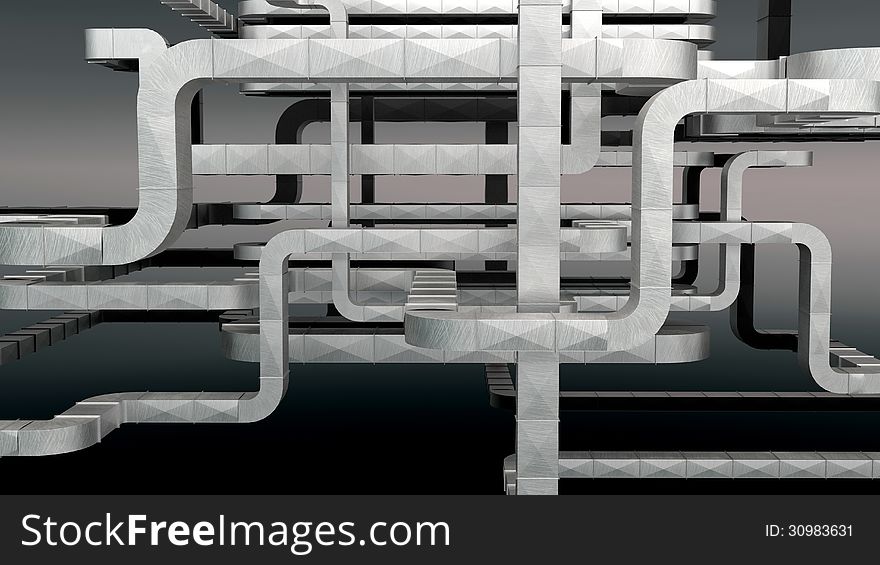 Extensive system of air line pipes. Extensive system of air line pipes