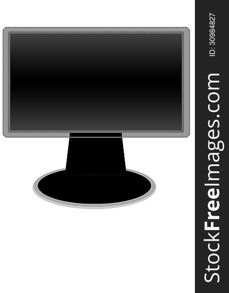 Black widescreen monitor on a white background