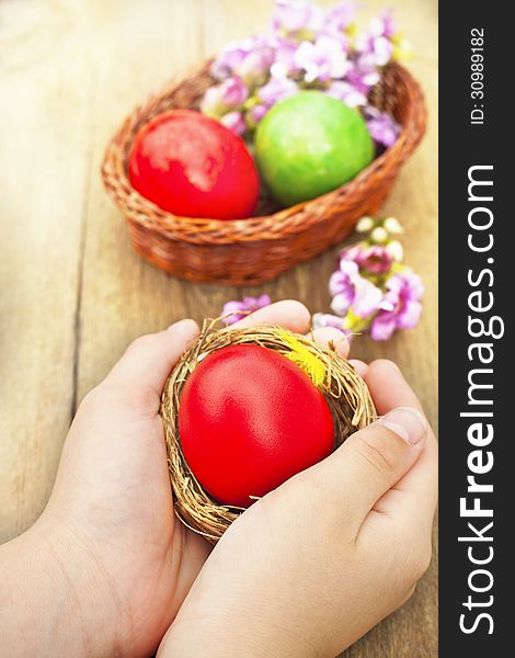 easter eggs-Easter egg in the hands of child-holiday