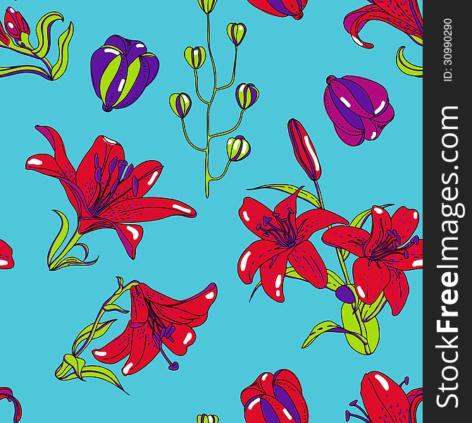 Seamless texture with flowers. Endless floral pattern.