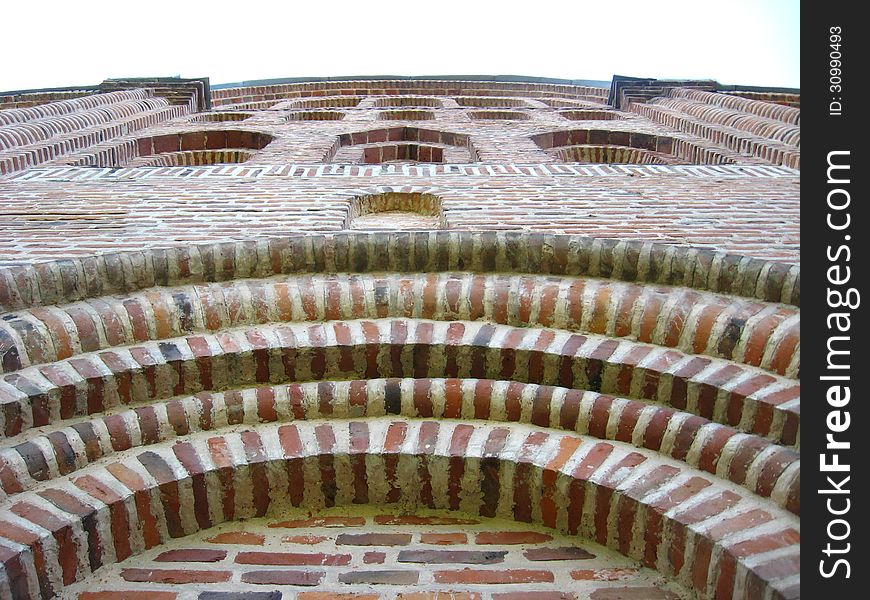 Architectural ensemble from red brick