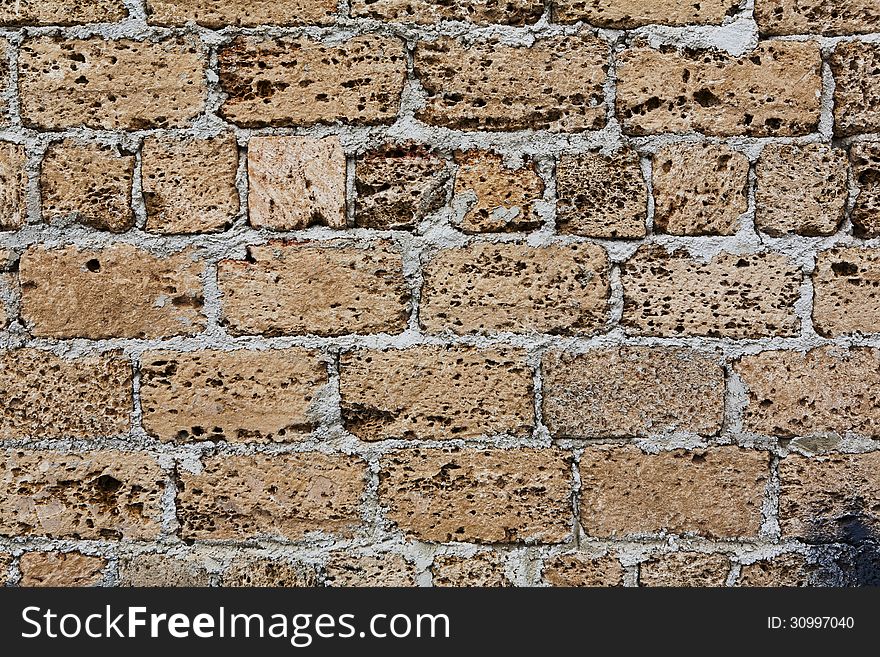 House wall made from shell rock concrete blocks. House wall made from shell rock concrete blocks