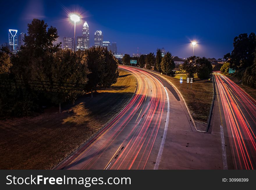 Charlotte City Skyline and architecture at night. Charlotte City Skyline and architecture at night