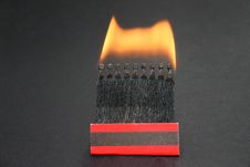 A Box Of Burning Matches Stock Photography