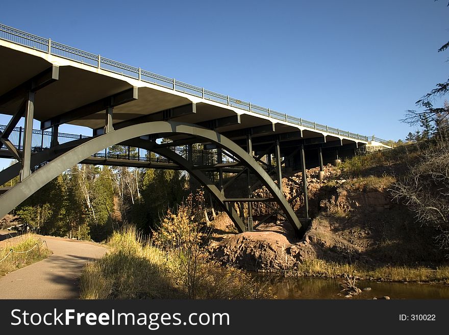 Bridge over river, Gooseberry Falls State Park, MN. Bridge over river, Gooseberry Falls State Park, MN