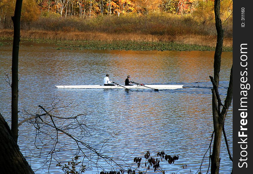 Two Rowers In A Skiff