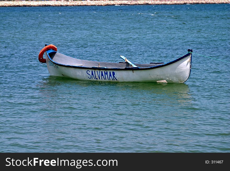 Empty lifeguard boat