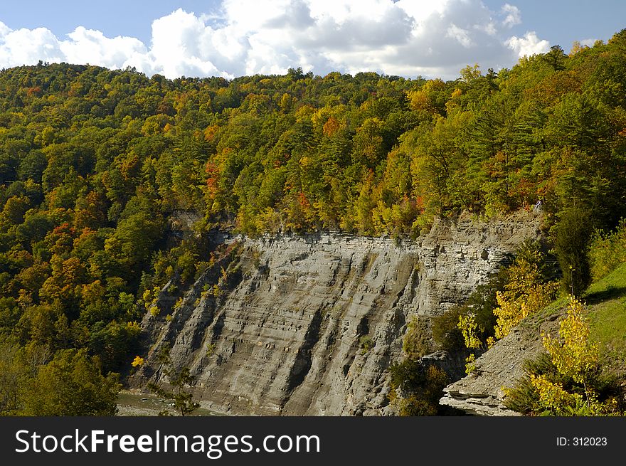 Autumn colors at the top of a large river gorge. Autumn colors at the top of a large river gorge