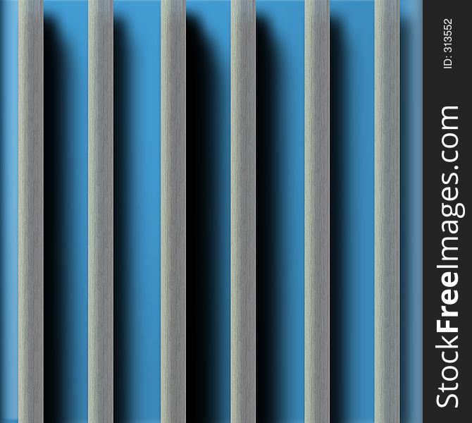 Rods in vertical placement against electric blue background with shadow - 3d art. Rods in vertical placement against electric blue background with shadow - 3d art
