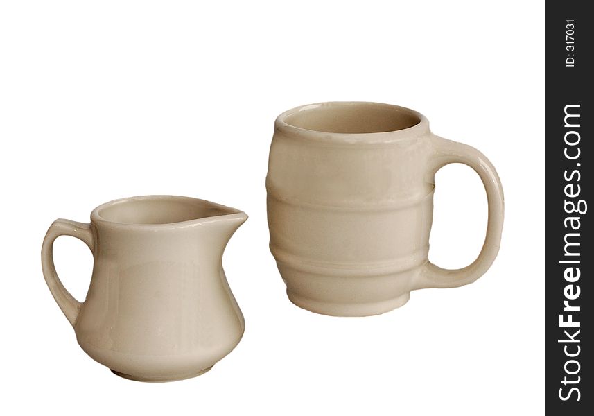 Coffee Mug and Creamer isolation