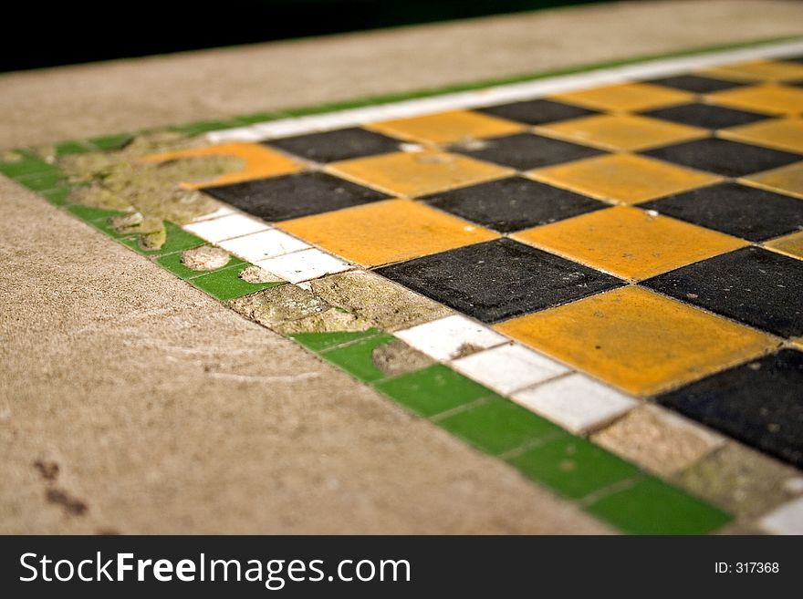 Chess table detail. Chess table detail