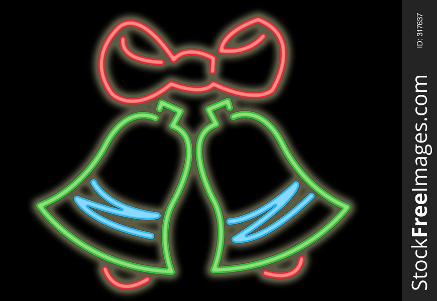 Neon christmas bells