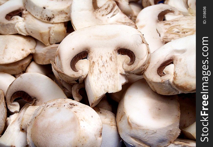 A pile of sliced mushrooms.