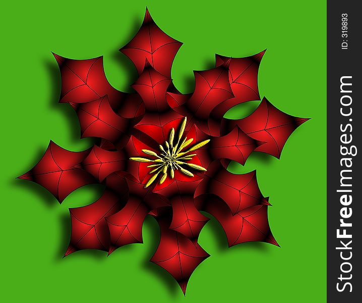 Large holiday poinsettia with green background - illustration