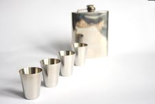 Iron Wine-glasses And A Flask Stock Images