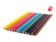 Coloured Pencils And Pencil Sh Royalty Free Stock Photography