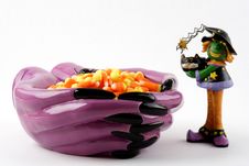 Witch Standing Next To Candy Stock Image Witch Standing Next To Candy Stock Image