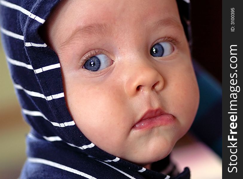 Baby infant with big blue eyes. Baby infant with big blue eyes