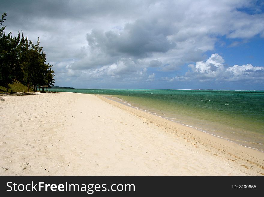 An exotic tropical beach in Mauritus