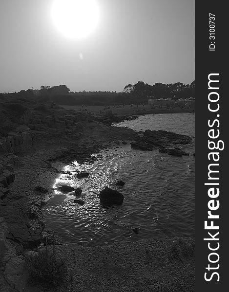 Backlit landscape of a sicilian gulf. Backlit landscape of a sicilian gulf