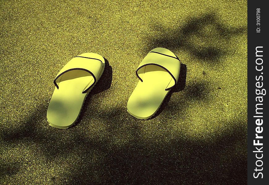 Image of a pair of beach flipflops slippers. Image of a pair of beach flipflops slippers