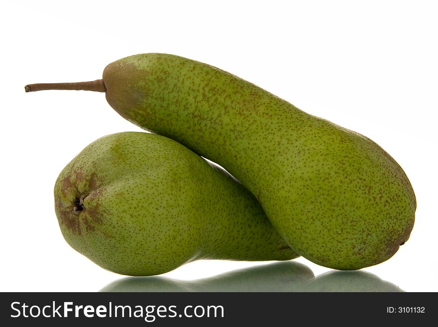 Isolated pears over white background