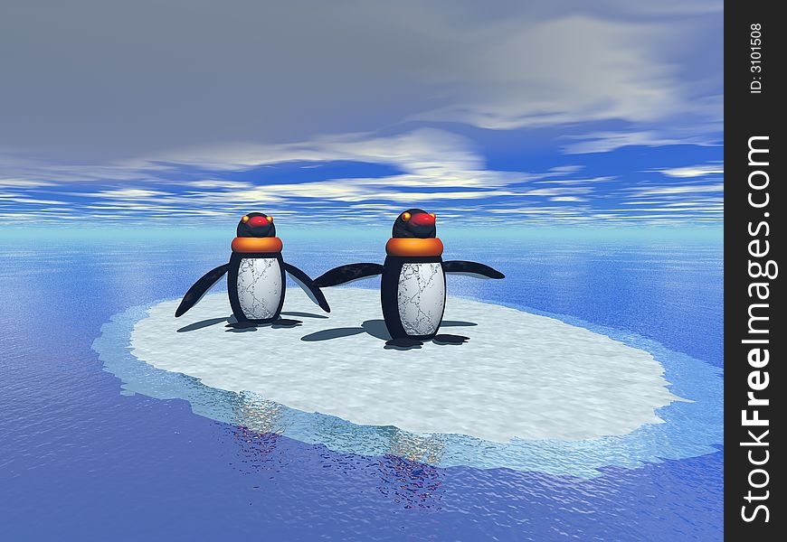 Penguins In The Ice