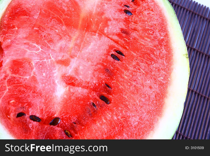 Background of brightly lit red watermelon slices.