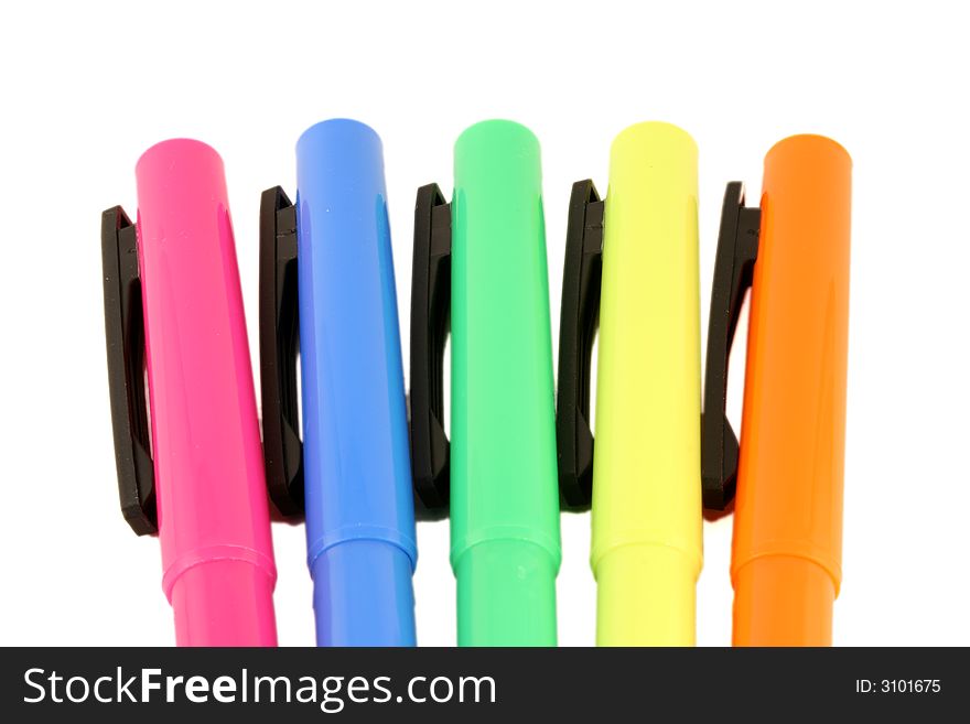 Colored Highlighters on a white background