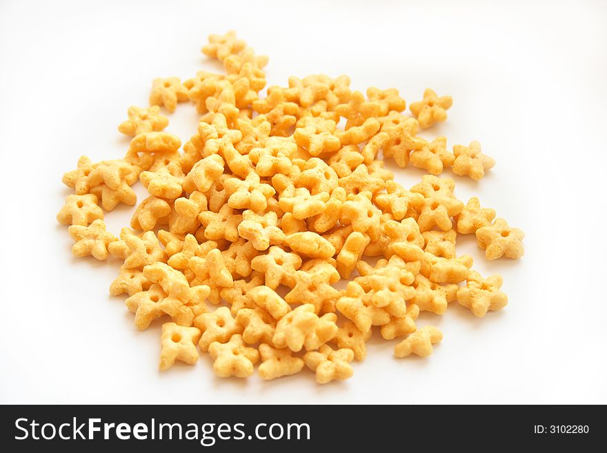 On a photo corn-flakes. A photo on a white background