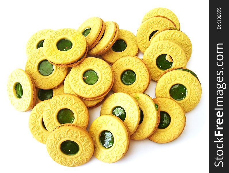 Cookies with kiwi jelly