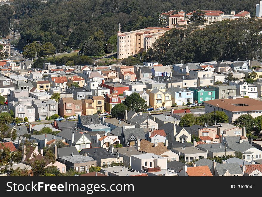 San Francisco houses and Laguna Honda Hospital, taken from Mt. Davidson in August 2007. San Francisco houses and Laguna Honda Hospital, taken from Mt. Davidson in August 2007