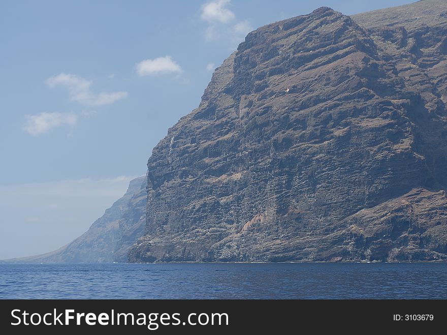 Rock wall in the ocean