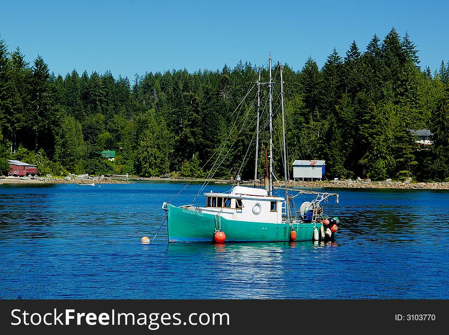 Fish boat in the inlet of Vancouver Island
