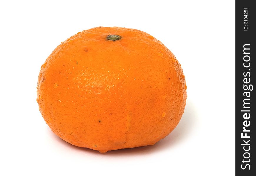 Isolated lobules of tangerine with clipping path. Shadow is not included with the clipping path.