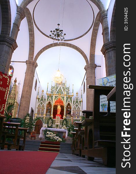 Altar of Candelaria Church in Canary Islands a place of pilgrimage. Altar of Candelaria Church in Canary Islands a place of pilgrimage