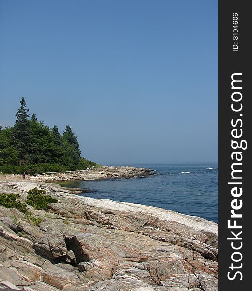 A view of Maine's rocky coast line at Reid State Park. A view of Maine's rocky coast line at Reid State Park.