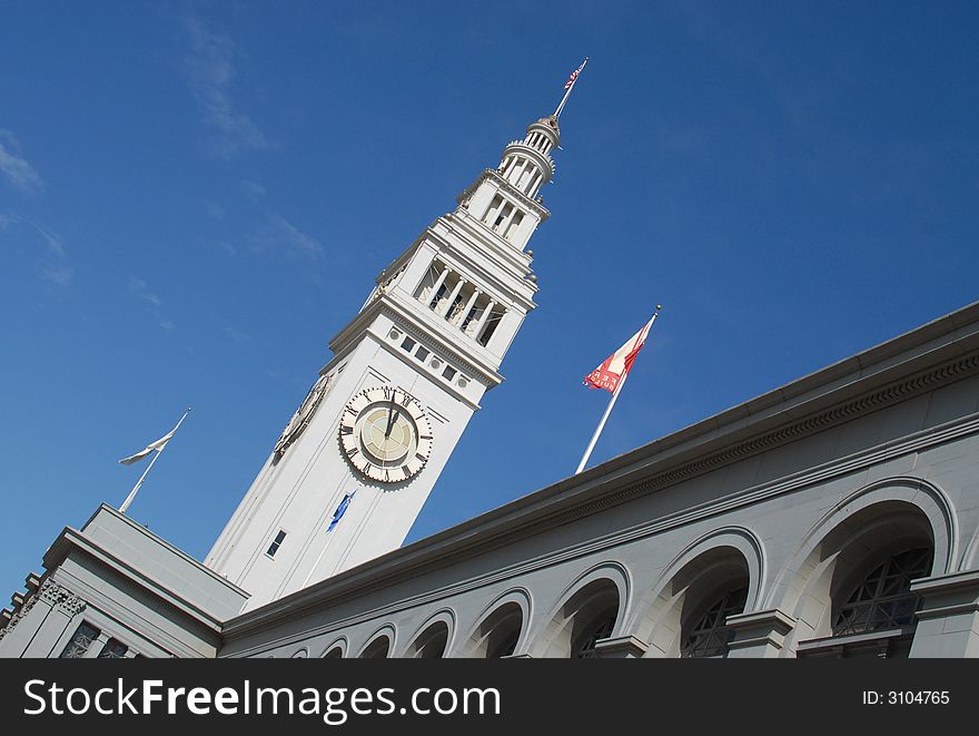 Clock Tower of San Francisco Ferry Building, at the end of Market Street. Clock Tower of San Francisco Ferry Building, at the end of Market Street